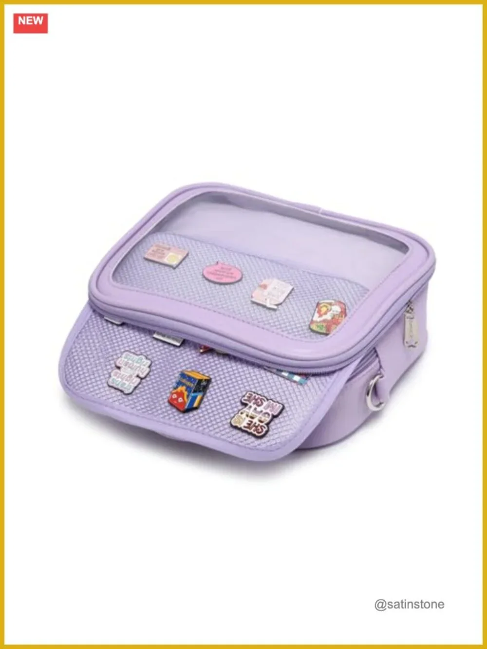 ITA Bag Crossbody Messenger Bag with Clear Window for Pins and Badges